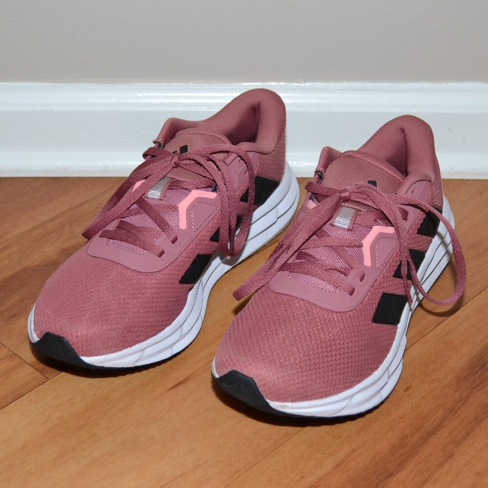 adidas Women’s Pink Running Sneakers with Black Stripes - Picture 3 of 12